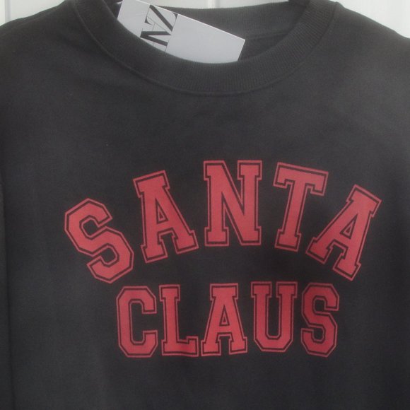 ZARA Youth Santa Claus Graphic Black Top 13/14 or XS-Small NEW with Tags - Picture 3 of 6